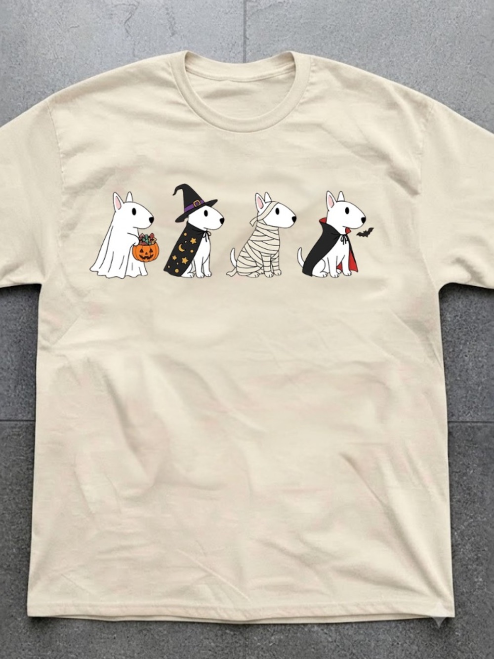 Bull Terrier Dogs Halloween Costumes Ghost Witch Mummy Vampire T-Shirt